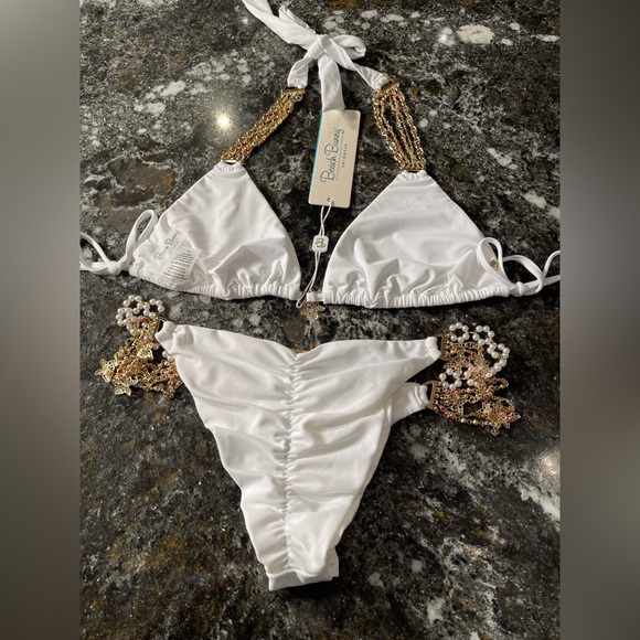 NWT beach bunny triangle bikini XL top/S skimpy bottoms, Bridal set - Picture 9 of 16